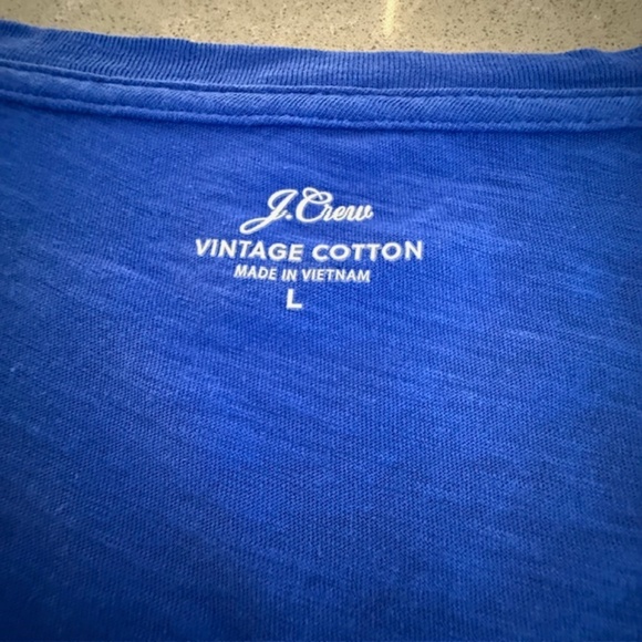J. Crew Blue Vintage  Cotton Deep V-Neck Tee Shirt Large T-shirt -See notes - Picture 7 of 8